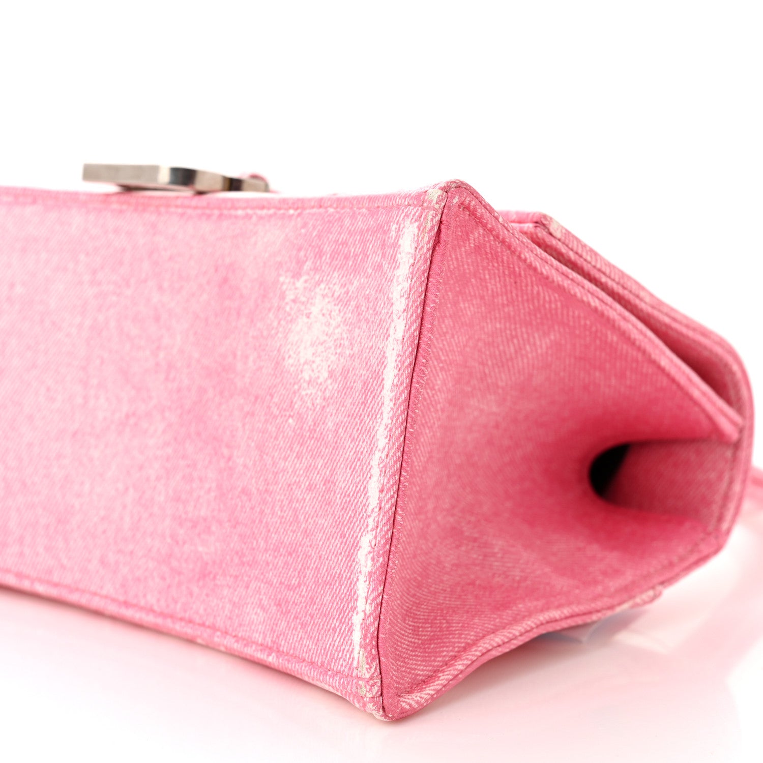 Balenciaga Nappa Denim Printed Small Hourglass Top Handle Bag Denim Pink 11 of 11