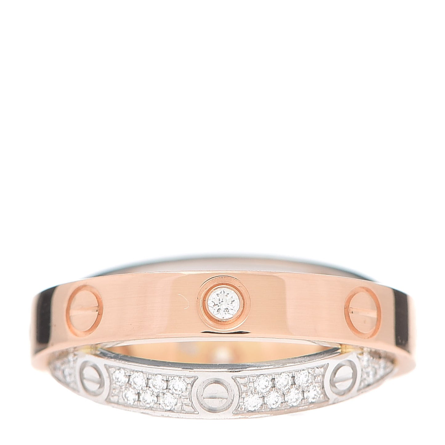 18K Pink White Gold Diamond 2.6mm LOVE Paved Ring 48 4.5