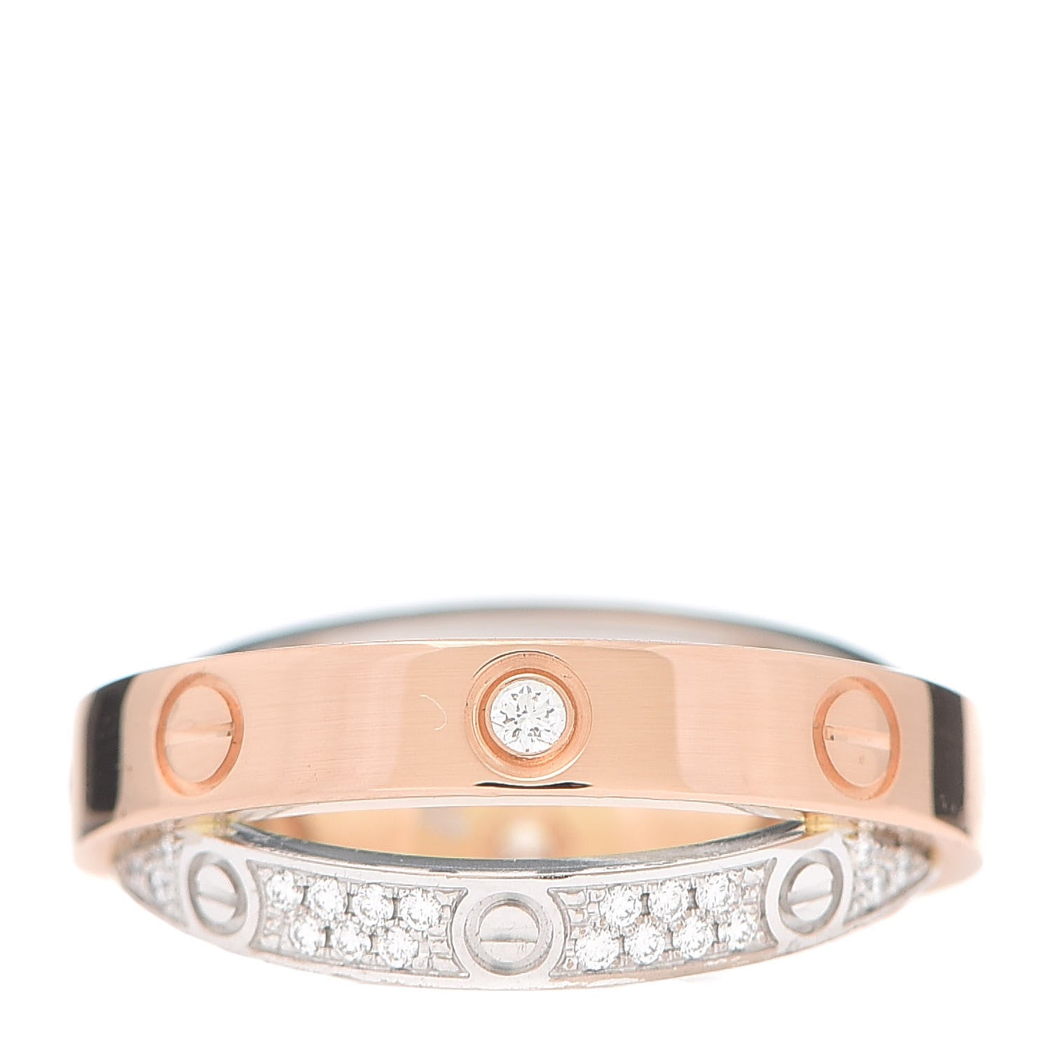 Cartier 18K Pink White Gold Diamond 2.6mm LOVE Paved Ring 48 4.5 3 of 5