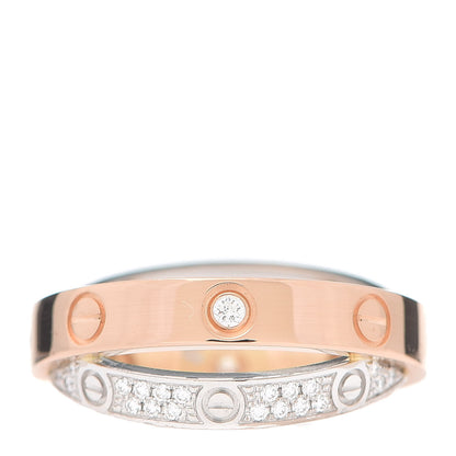 Cartier 18K Pink White Gold Diamond 2.6mm LOVE Paved Ring 48 4.5 3 of 5