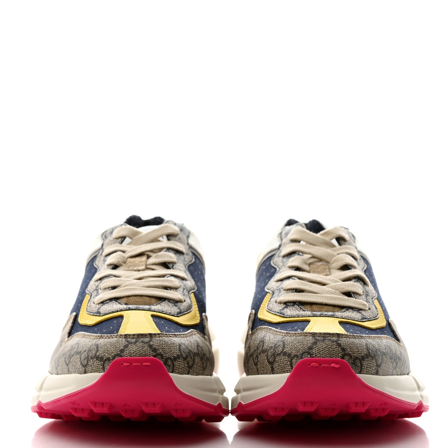 Gucci GG Supreme Monogram Mix Monogram Mens Rhyton Sneakers 6.5 London Blue Beige Sun Yellow 2 of 8