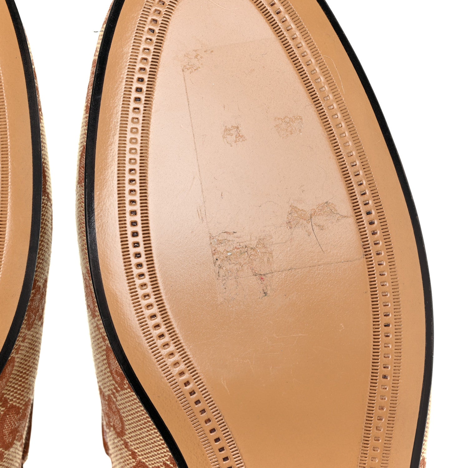 Gucci Canvas GG Monogram Horsebit Womens Jordaan Loafers 38 Beige Ruggine Rust 7 of 11