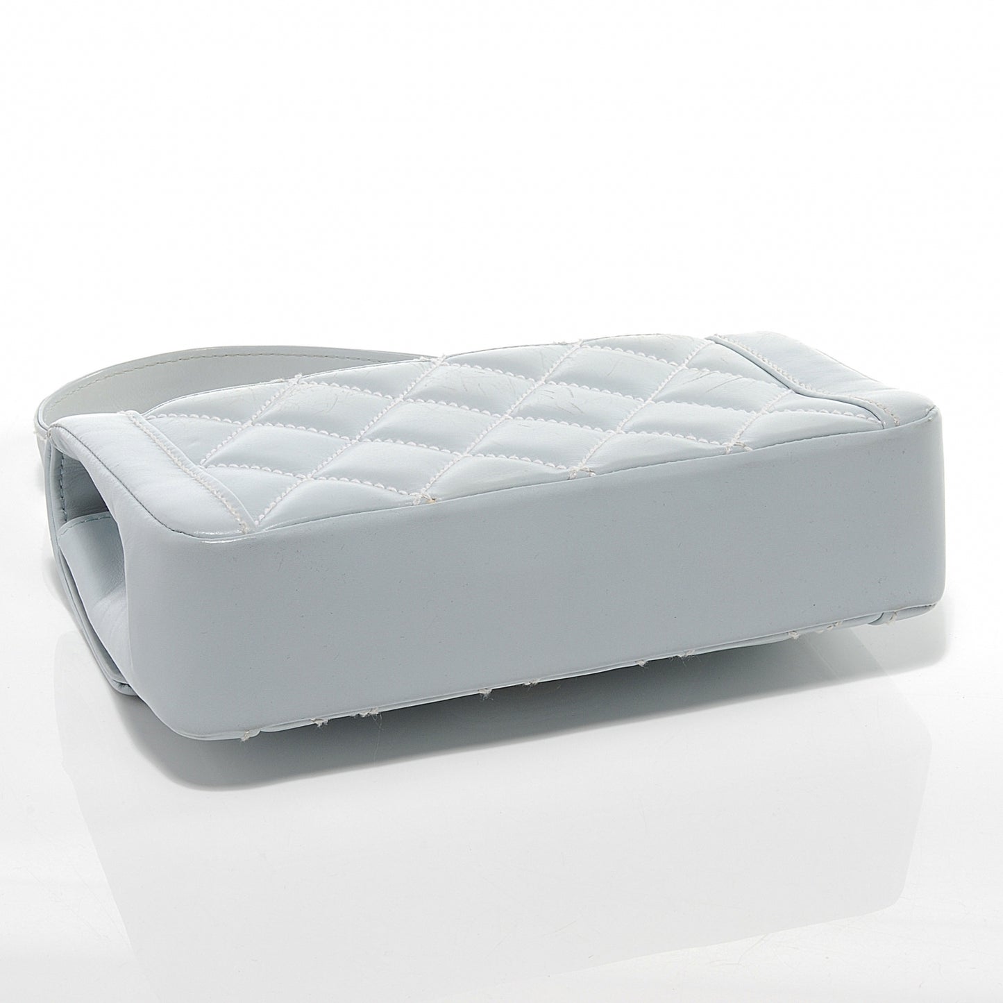 Leather Quilted Surpique Flap Light Blue