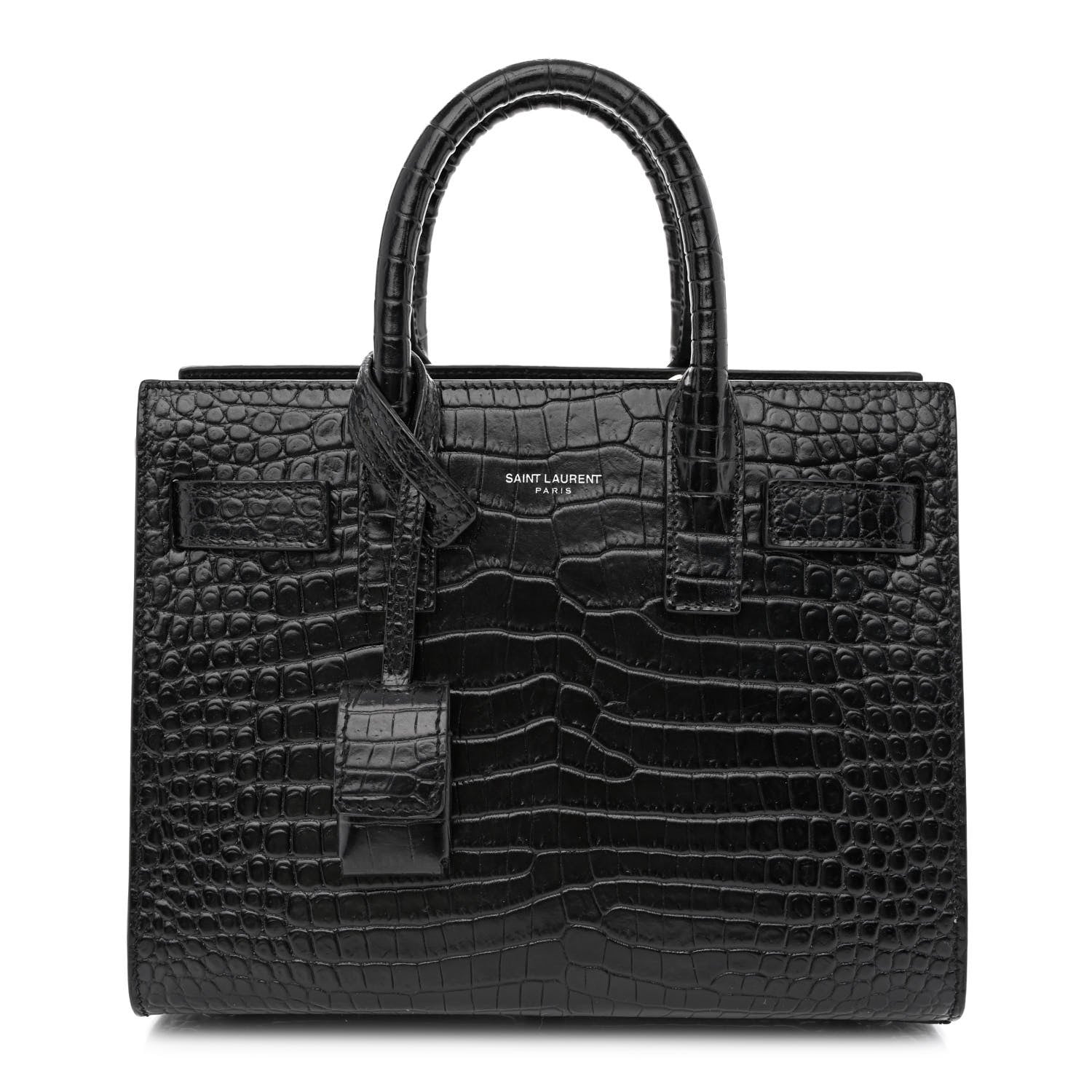 Saint Laurent Calfskin Crocodile Embossed Nano Sac De Jour Black 1 of 11