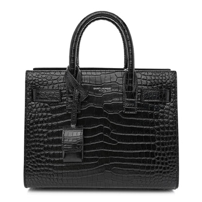 Saint Laurent Calfskin Crocodile Embossed Nano Sac De Jour Black 1 of 11
