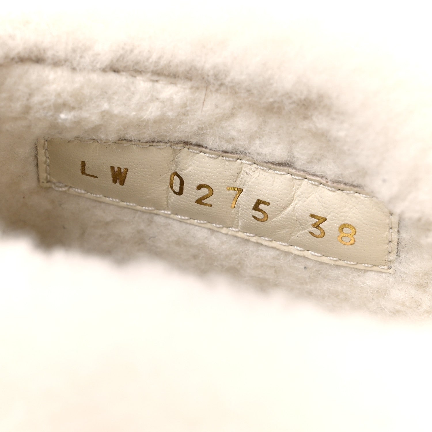 Louis Vuitton Suede Calfskin Shearling Monogram Debossed Cortina Closed Mule 38 Light Beige 9 of 10