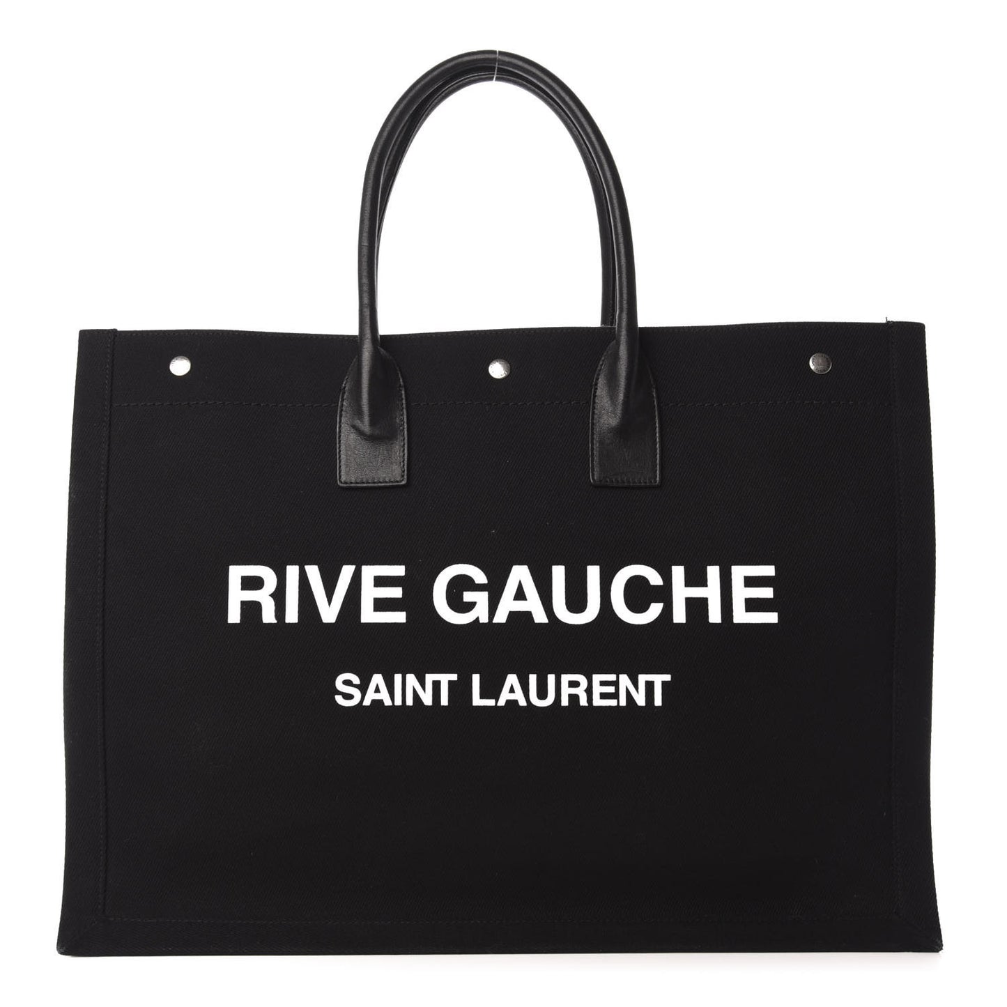 Linen Calfskin Rive Gauche Tote Black