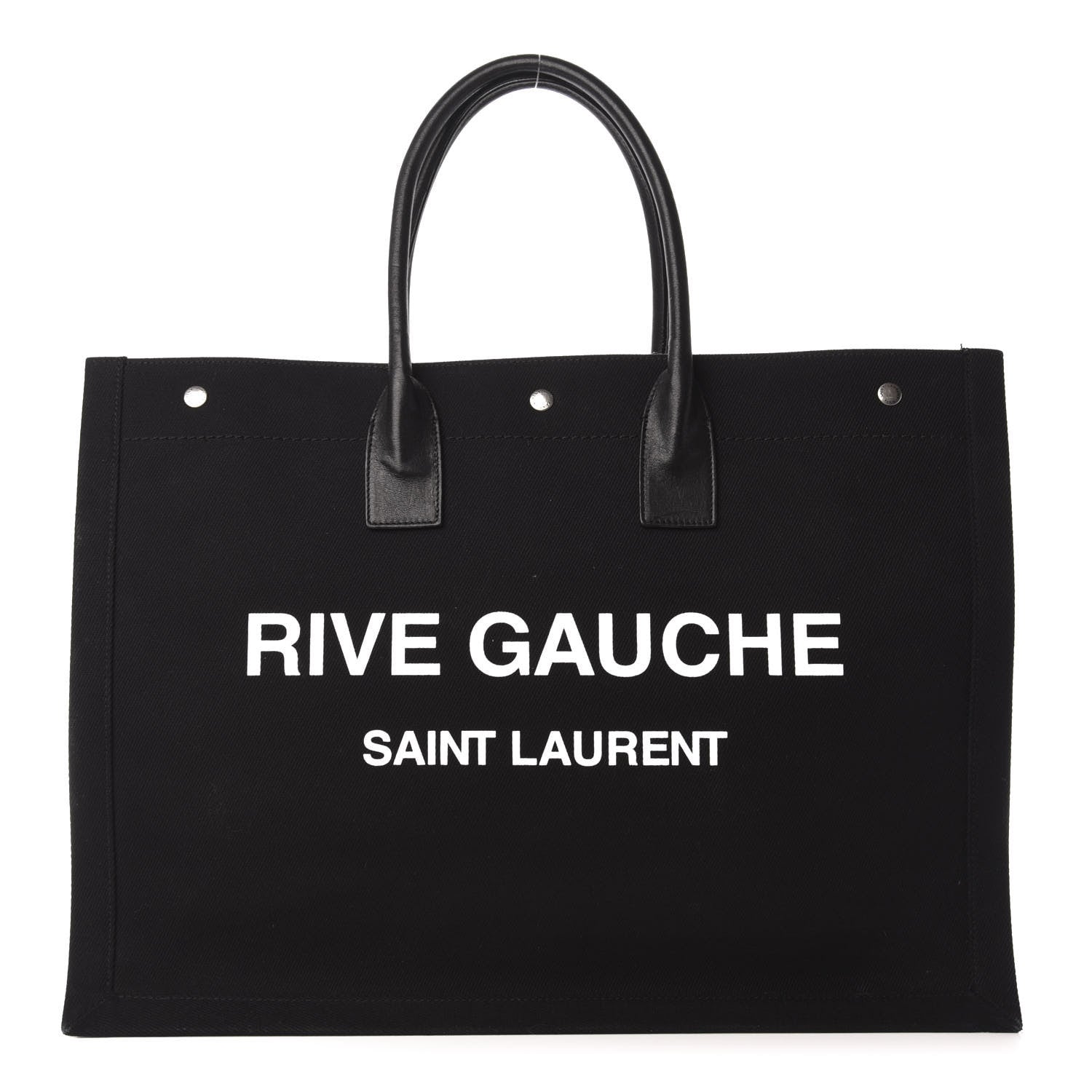 Saint Laurent Linen Calfskin Rive Gauche Tote Black 1 of 13