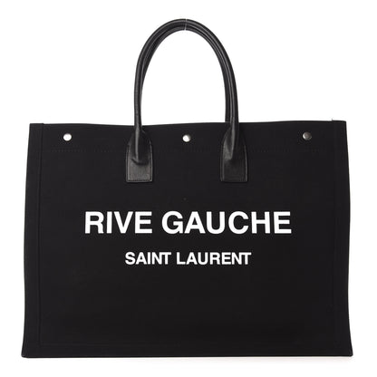 Saint Laurent Linen Calfskin Rive Gauche Tote Black 1 of 13