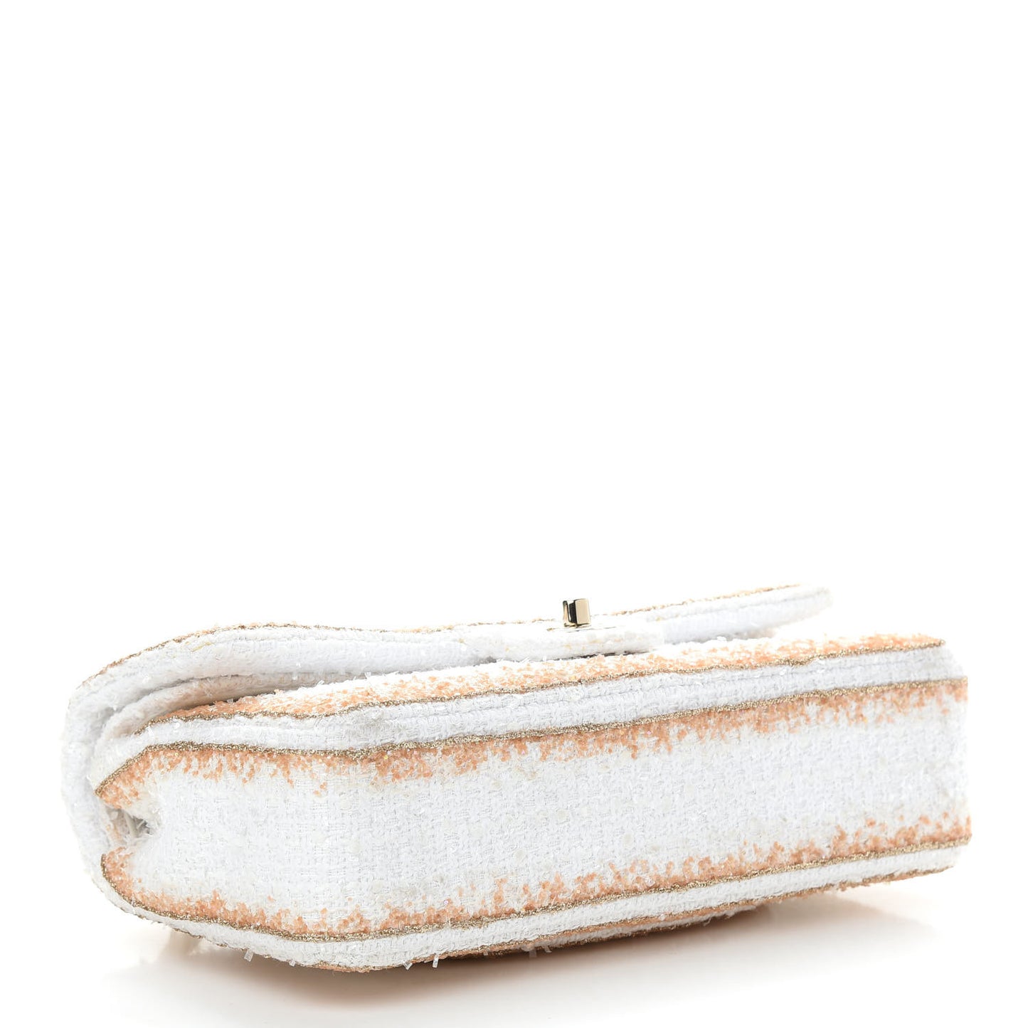 Metallic Tweed Medium Double Flap White Gold