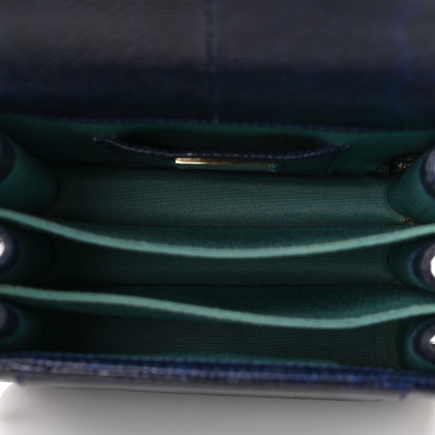 Shiny Karung Serpenti Forever Top Handle Dark Blue