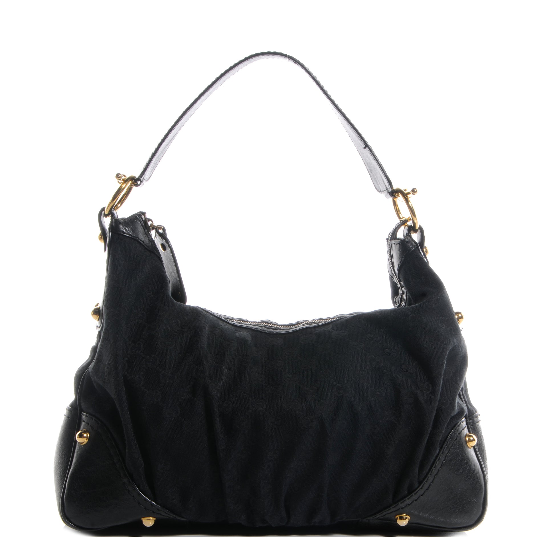 Gucci Monogram GG Medium Jockey Hobo Black 1 of 7