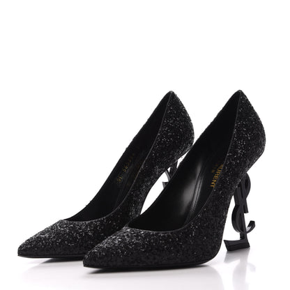 Saint Laurent Glitter Opyum Pumps 36 Black 3 of 9