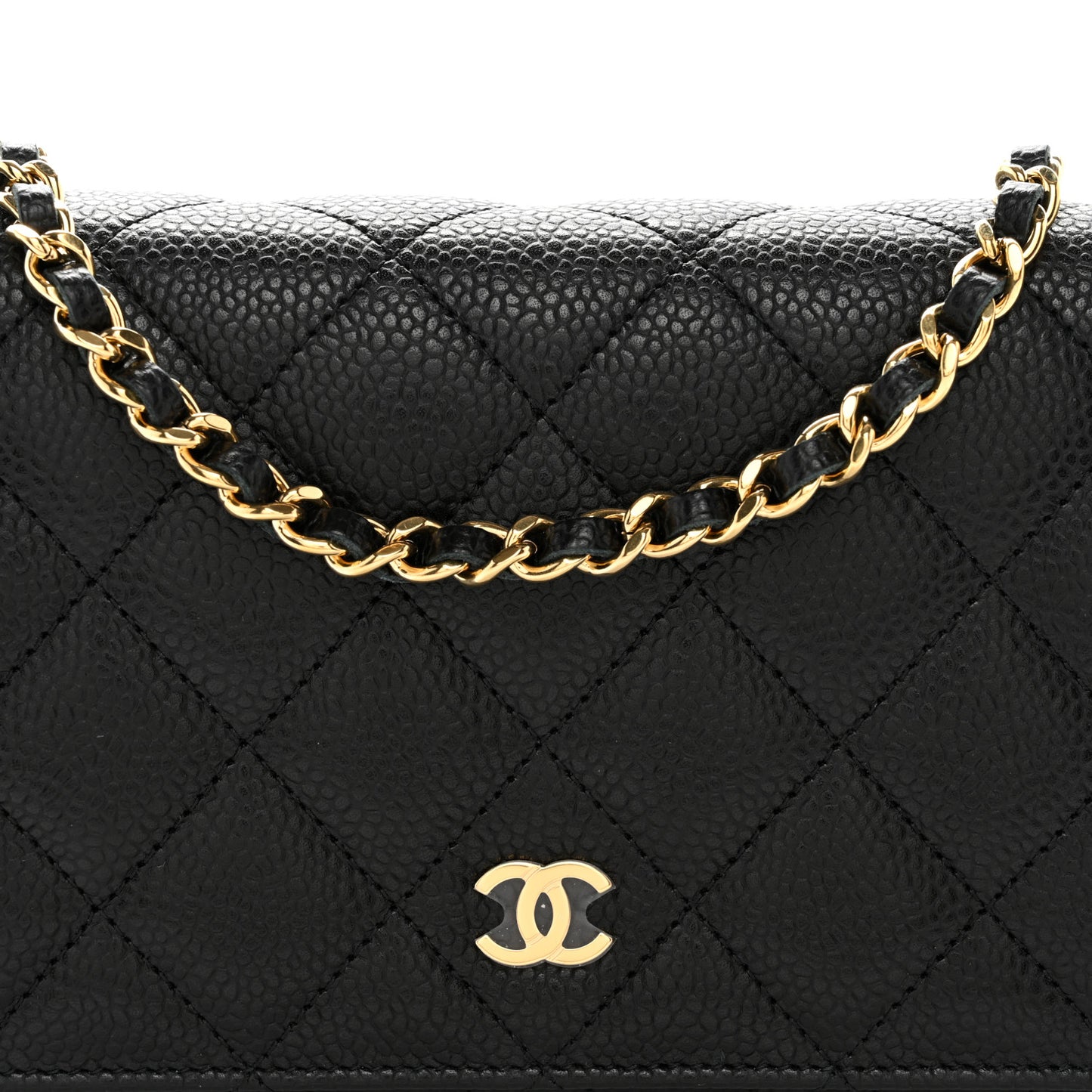 Caviar Quilted Wallet on Chain WOC Black