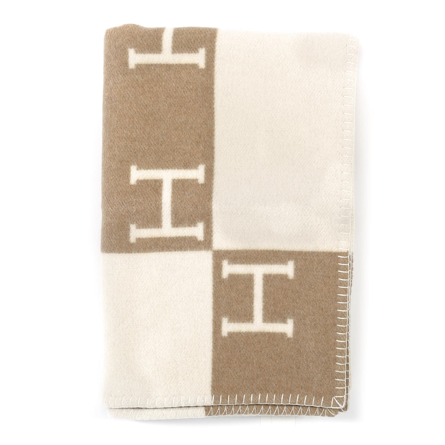 Wool Cashmere Avalon Baby Blanket Noisette Moyen White