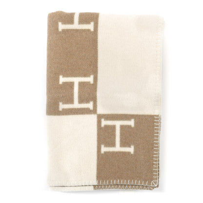 Hermes Wool Cashmere Avalon Baby Blanket Noisette Moyen White 1 of 3