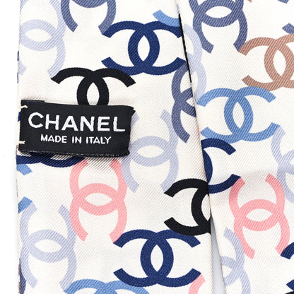 Chanel Silk Twill CC Slim Bandeau Scarf Ecru Multicolor 3 of 3