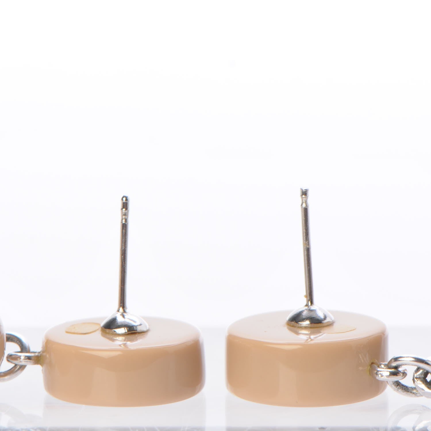Chanel Resin Pearl CC N°5 Drop Earrings Beige Silver 4 of 6