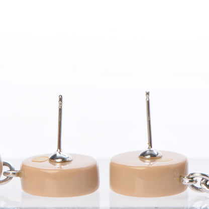 Chanel Resin Pearl CC N°5 Drop Earrings Beige Silver 4 of 6