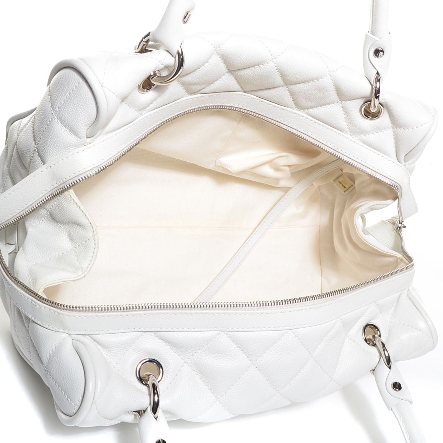 Chanel Washed Caviar Quilted Large Timeless Bowler White 5 of 7