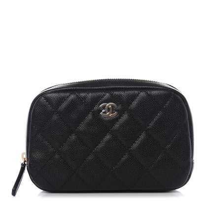 Chanel Caviar Quilted Small Curvy Pouch Cosmetic Case Black 1 of 9