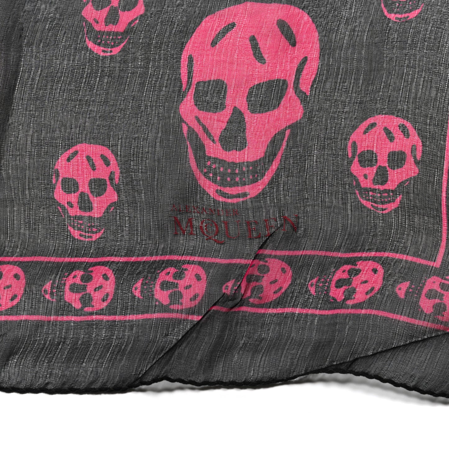 Silk Chiffon Skull Scarf Light Purple Black