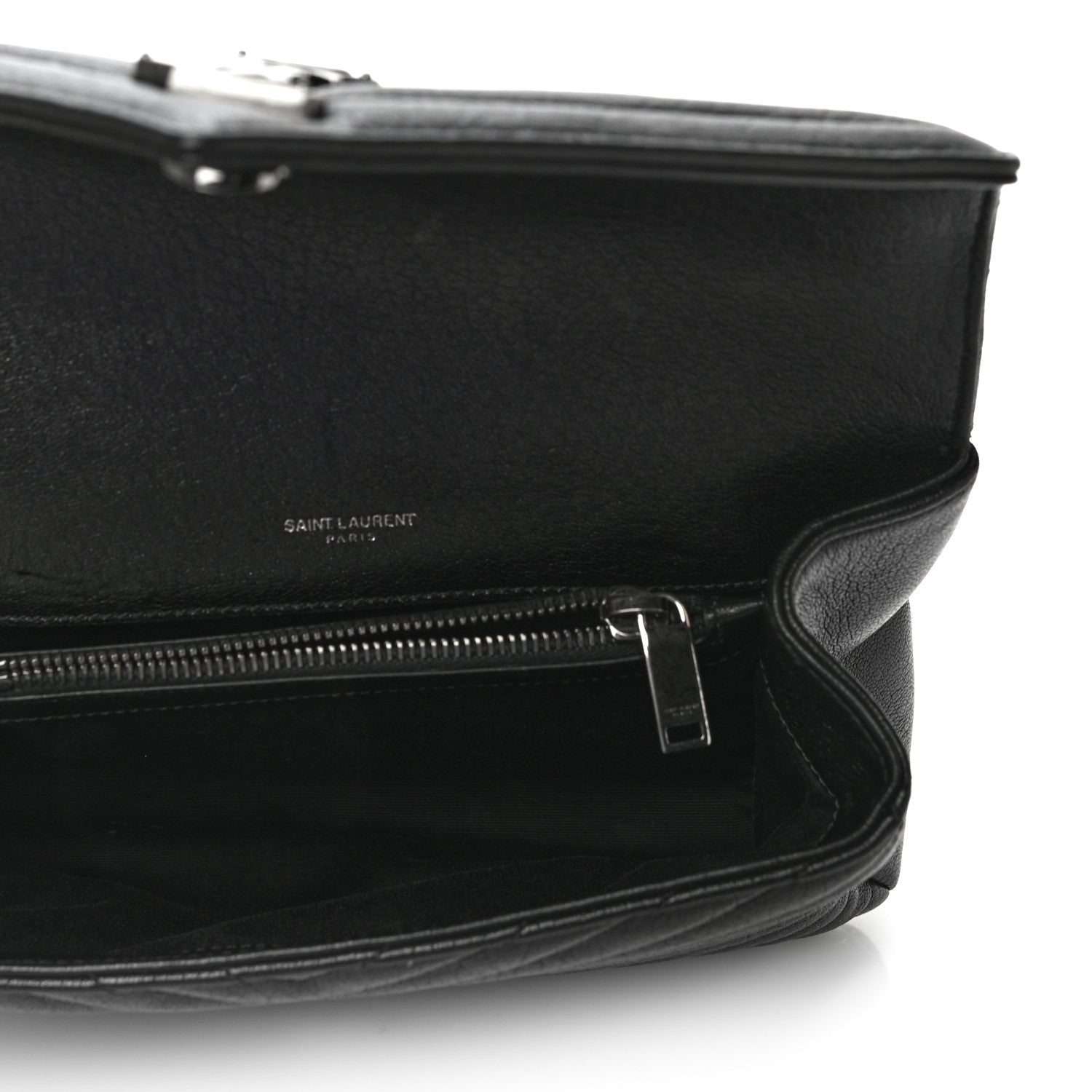 Saint Laurent Sheepskin Matelasse Chevron Monogram Medium College Bag Black 4 of 12