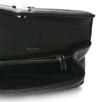 Saint Laurent Sheepskin Matelasse Chevron Monogram Medium College Bag Black 4 of 12