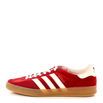 Gucci X ADIDAS Softy Velvet Suede Madeira Demetra Mens Gazelle Sneakers 8.5 Vulcanic Red Off White Hibiscus Red 1 of 8