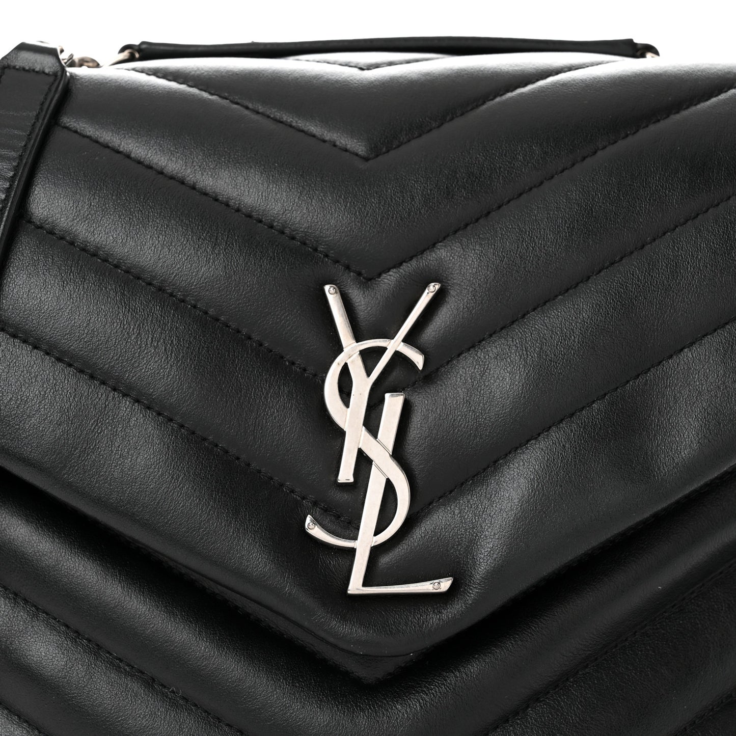 Calfskin Y Quilted Monogram Medium Loulou Chain Satchel Black