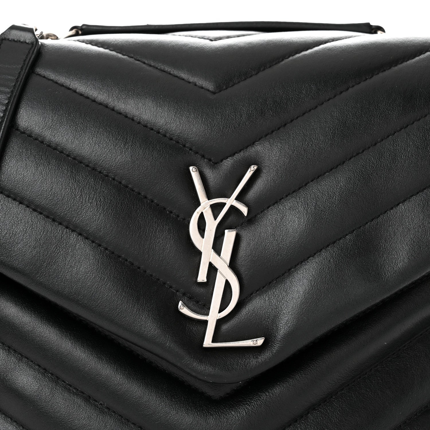 Saint Laurent Calfskin Y Quilted Monogram Medium Loulou Chain Satchel Black 9 of 11