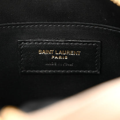 Saint Laurent Grain De Poudre Matelasse Chevron Quilted Round Vinyle Camera Bag Dark Beige 6 of 12