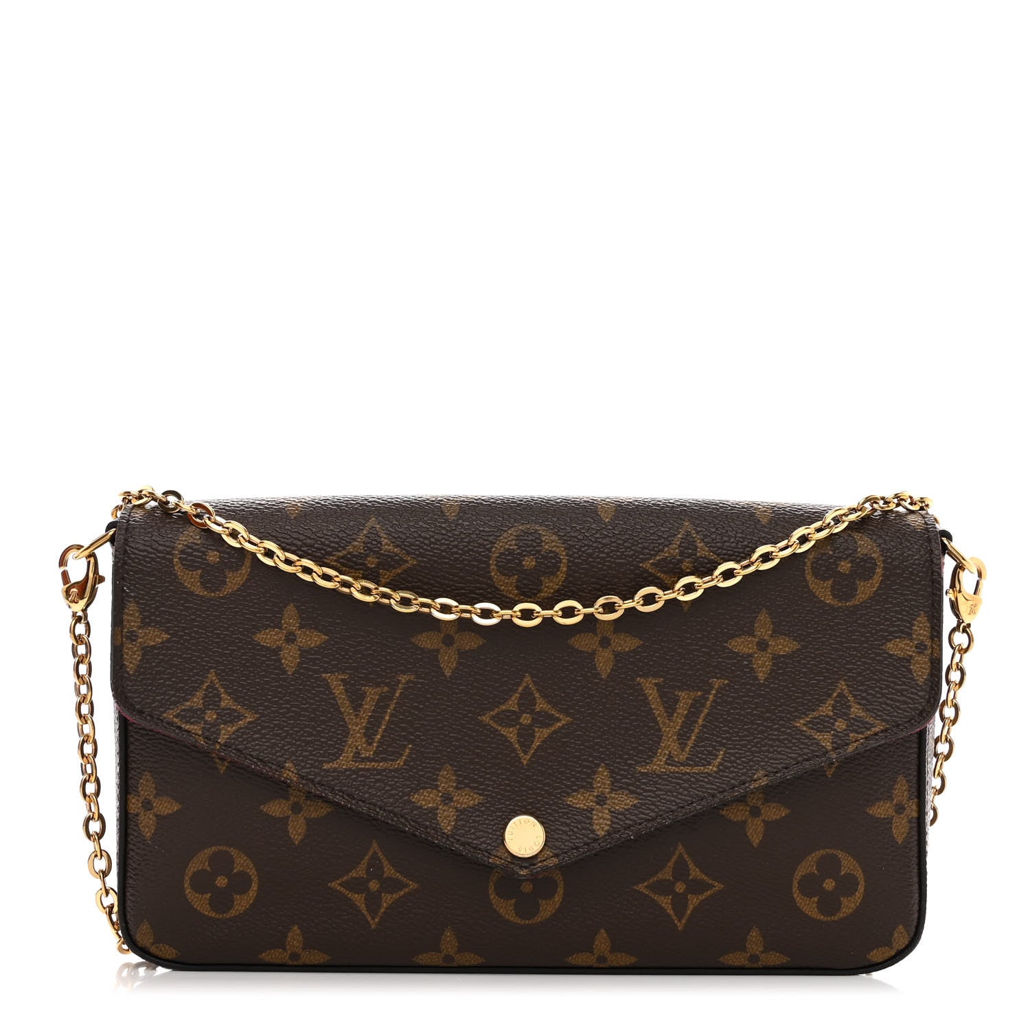Louis Vuitton Monogram Pochette Felicie Chain Wallet Fuchsia 1 of 12