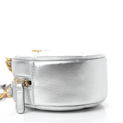 Chanel Metallic Lambskin Quilted Chanel 19 Round Clutch With Chain Silver 4 of 11