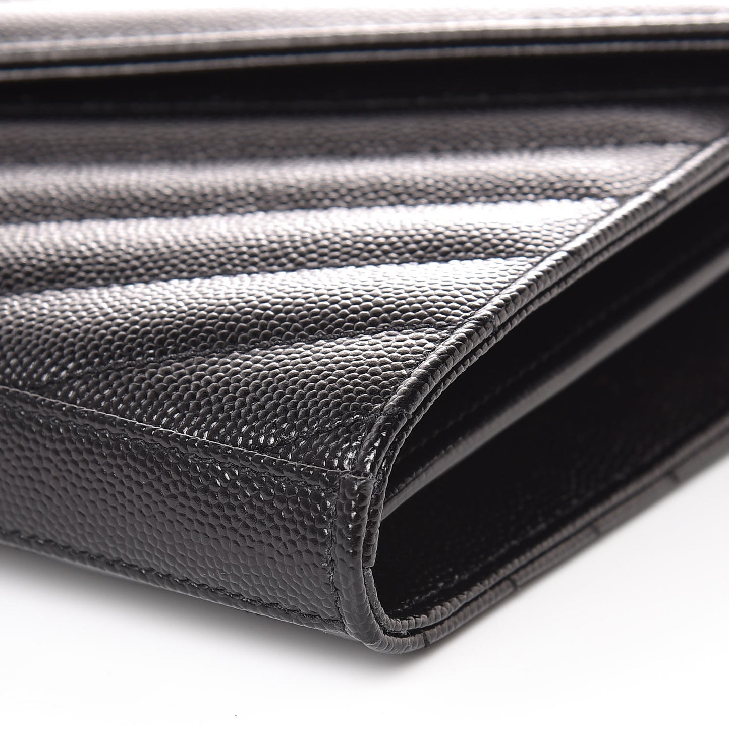 Grain De Poudre Matelasse Chevron Monogram Chain Wallet Black