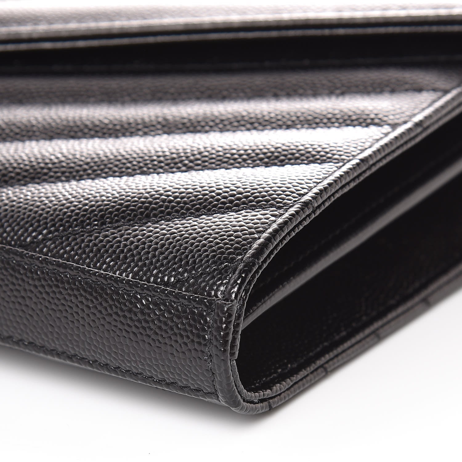 Saint Laurent Grain De Poudre Matelasse Chevron Monogram Chain Wallet Black 8 of 8