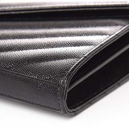 Saint Laurent Grain De Poudre Matelasse Chevron Monogram Chain Wallet Black 8 of 8
