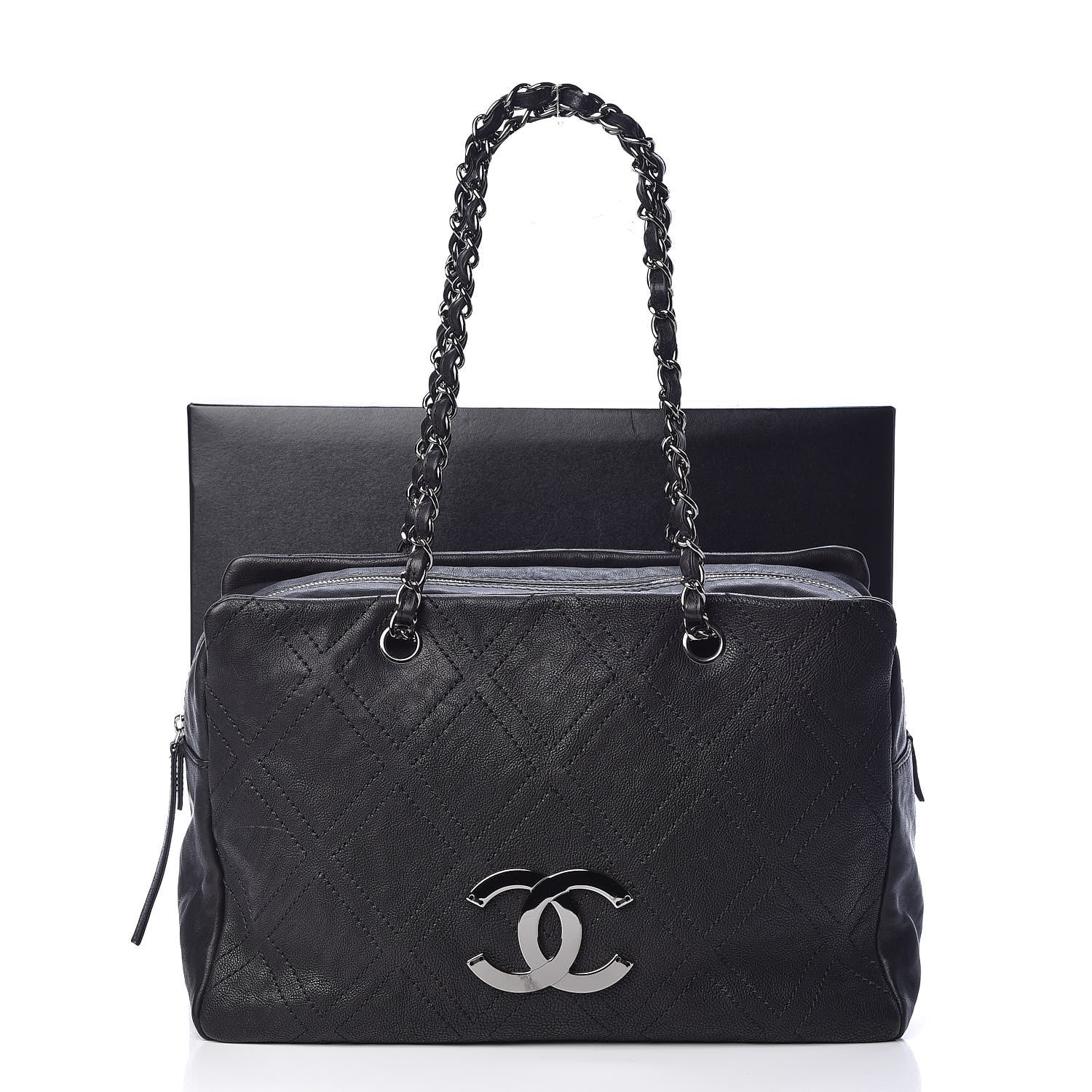 Chanel Calfskin Large Diamond Stitch Tote Black 11 of 11
