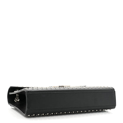 Saint Laurent Grain de Poudre Matelasse Studded Large Monogram Satchel Black 4 of 14