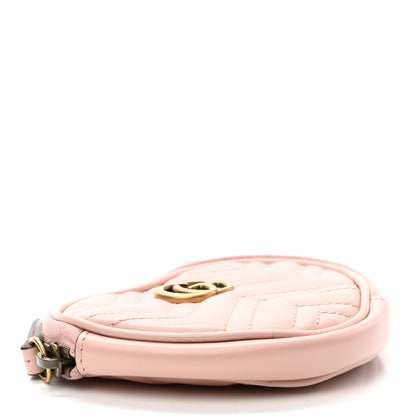 Gucci Calfskin Matelasse Chevron GG Marmont Heart Coin Purse Perfect Pink 4 of 7
