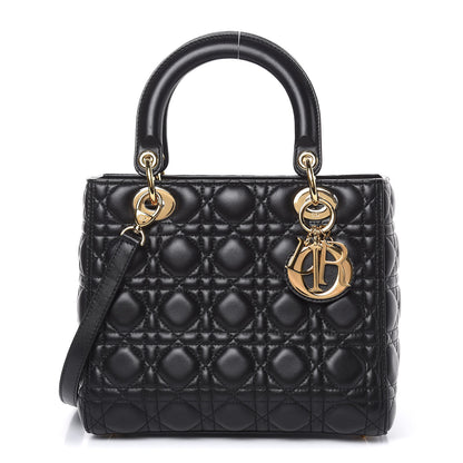 Christian Dior Lambskin Cannage Medium Lady Dior Black 1 of 12