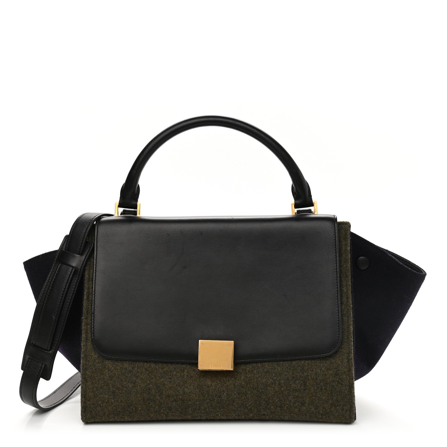 Celine Smooth Calfskin Felt Trapeze Khaki 1 of 12