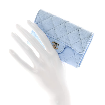 Chanel Caviar Quilted Flap Card Holder Wallet Light Blue 2 of 9