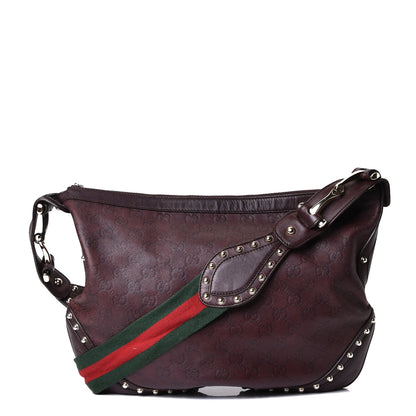 Gucci Guccissima Studded Web Pelham Shoulder Bag Dark Brown 1 of 9