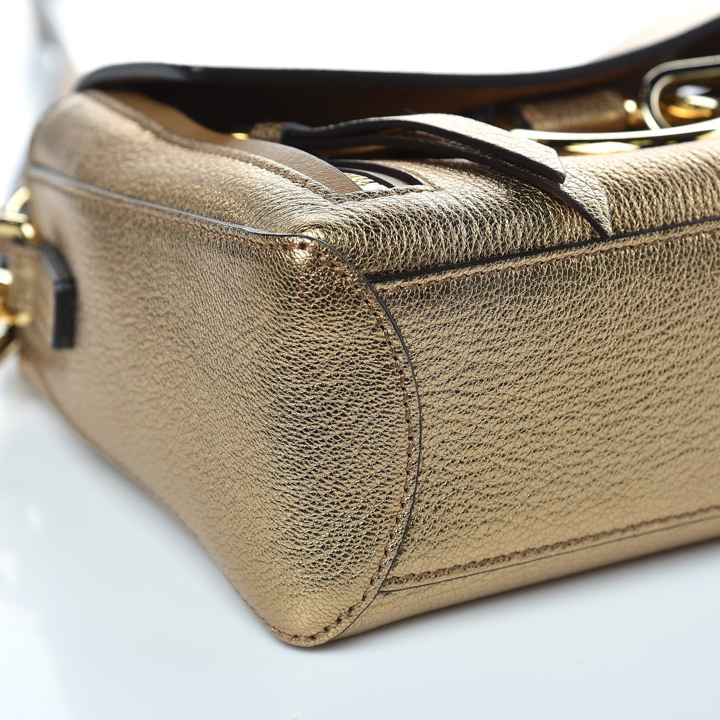 Metallic Calfskin Mini Faye Day Shoulder Bag Gold