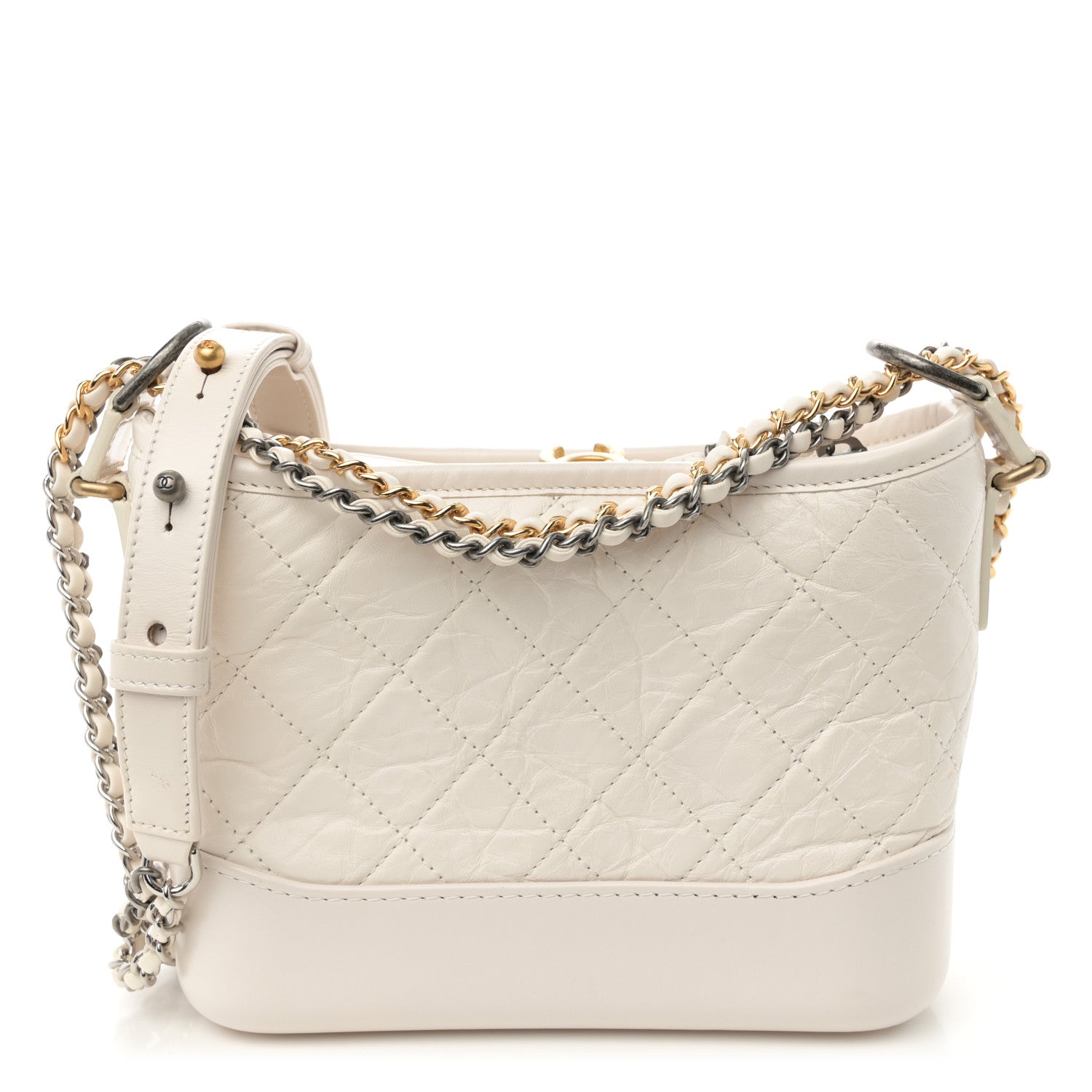 Chanel Aged Calfskin Quilted Small Gabrielle Hobo White 1 of 10