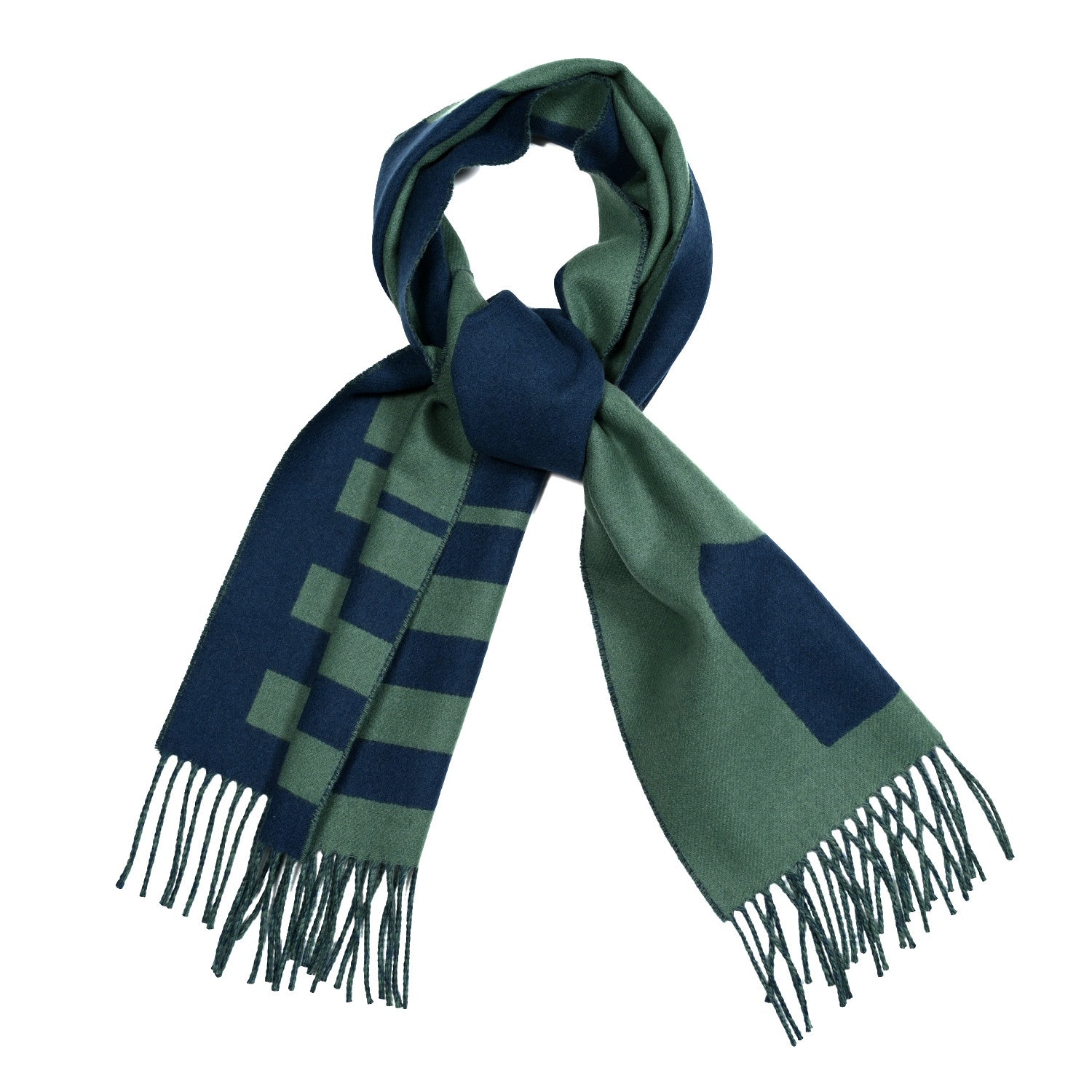 Hermes Cashmere Casaque Love Story Muffler Vert Indigo 1 of 4