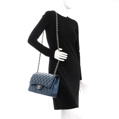 Chanel Iridescent Caviar Quilted Jumbo Double Flap Blue 2 of 9