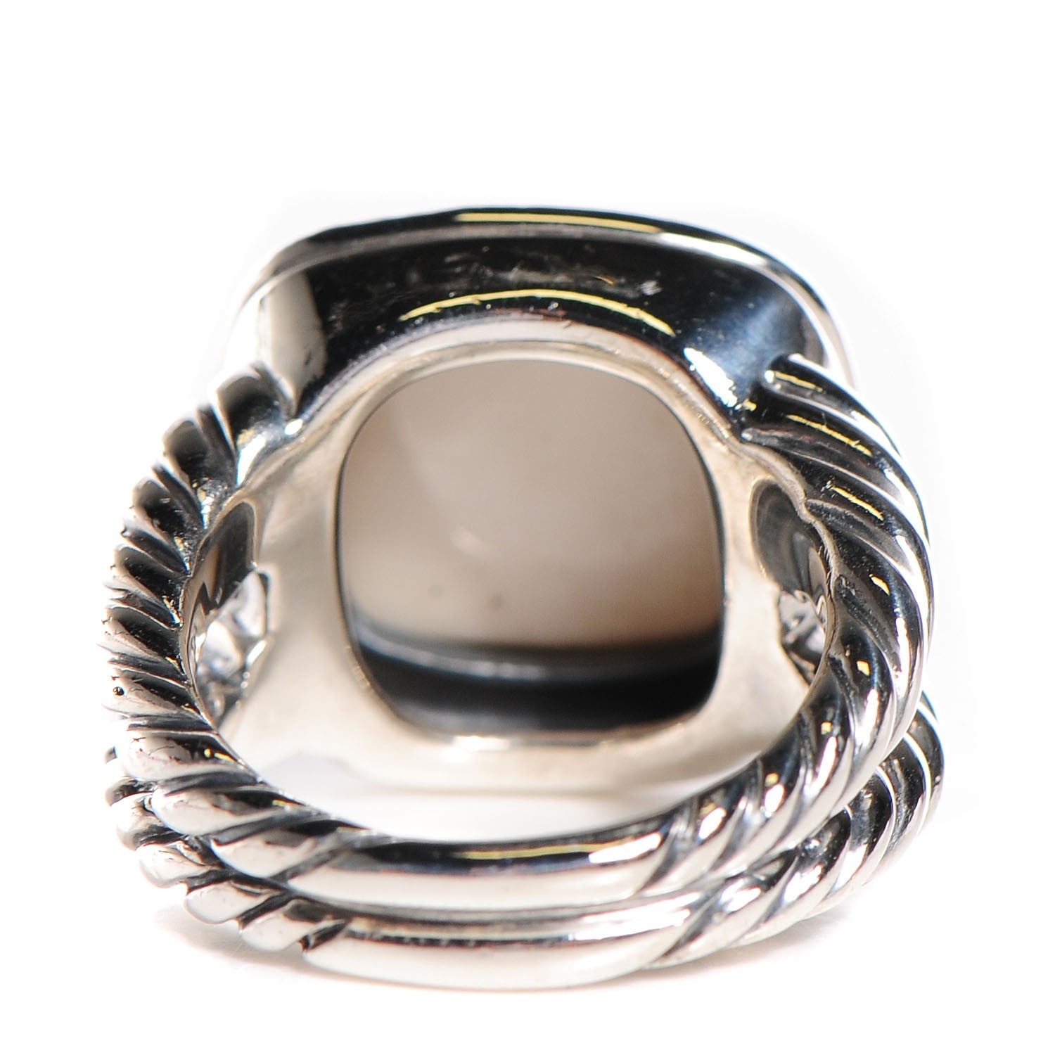 David Yurman Sterling Silver White Agate 14mm Albion Ring 54 7 3 of 5