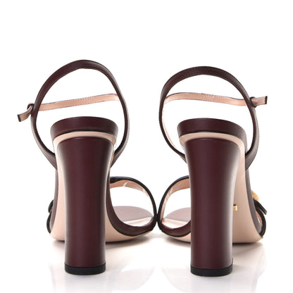 Gucci Lifford Calfskin GG Marmont Ankle Wrap 105mm Sandals 39 Vintage Bordeaux 5 of 8